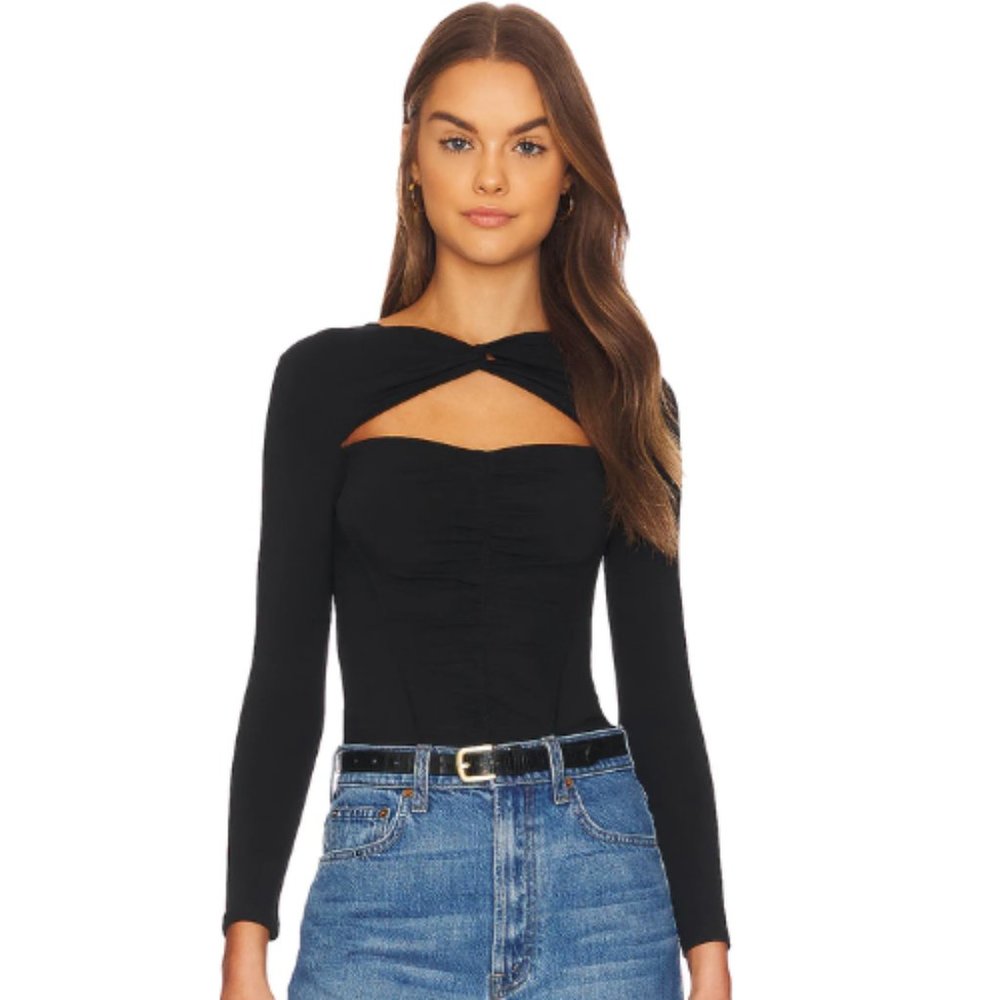 superdown Gabby Cut Out Top in Black NWT